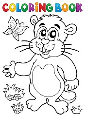 Image showing Coloring book groundhog theme image 1