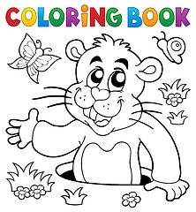 Image showing Coloring book groundhog theme image 2