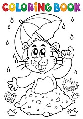 Image showing Coloring book groundhog theme image 3