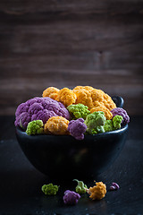 Image showing Assortment of organic cauliflower 