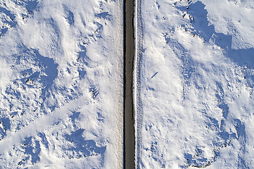 Image showing Aerial icy road\r