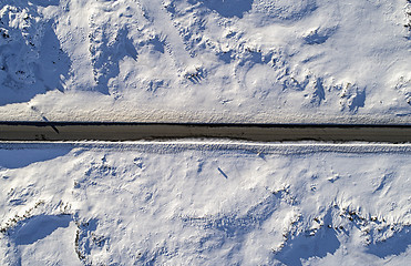 Image showing Aerial icy road\r