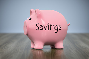 Image showing piggy bank with the word savings