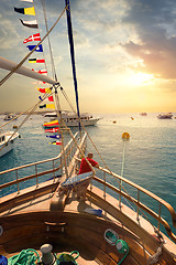 Image showing Sailboat at sunset