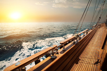 Image showing Sailboat in red sea 