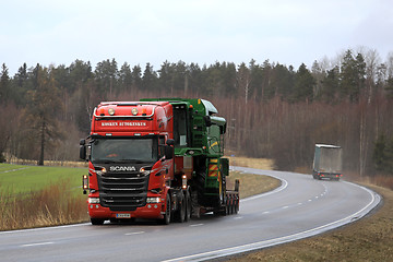 Image showing Scania Wide Load Transport of Combine 