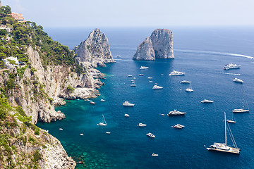 Image showing Faraglioni rocks, Capri island, in daylight