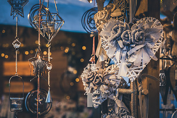 Image showing Illuminated Christmas fair kiosk 