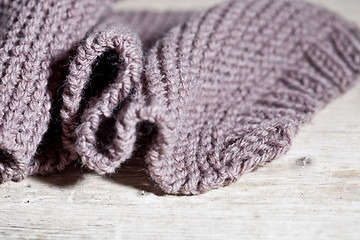 Image showing knitted brown scarf