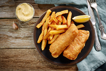 Image showing plate of fish and chips