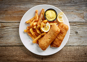 Image showing plate of fish and chips