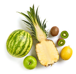 Image showing various green and yellow fruits