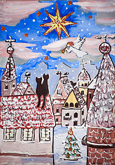 Image showing child Christmas drawing