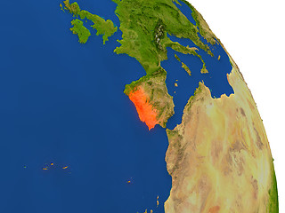 Image showing Map of Portugal in red