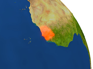 Image showing Map of Senegal in red