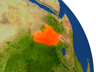 Image showing Map of South Sudan in red