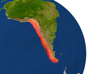 Image showing Map of Chile in red