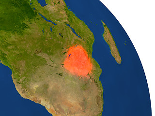 Image showing Map of Zimbabwe in red