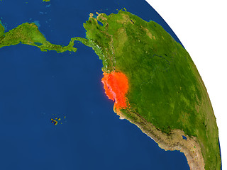 Image showing Map of Ecuador in red