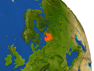 Image showing Map of Latvia in red