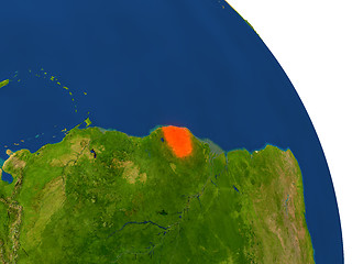 Image showing Map of French Guiana in red