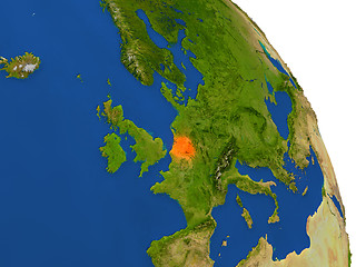 Image showing Map of Belgium in red