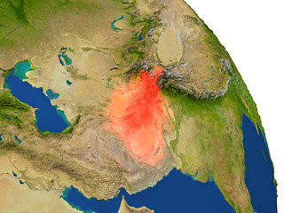 Image showing Map of Afghanistan in red