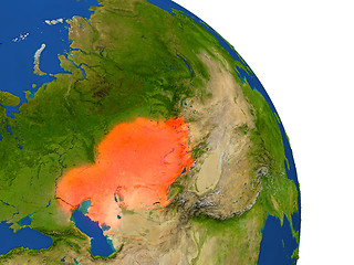 Image showing Map of Kazakhstan in red