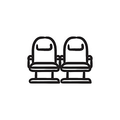 Image showing Cinema chairs sketch icon.