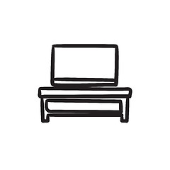 Image showing Flat screen tv on modern stand sketch icon.