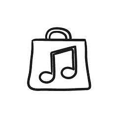 Image showing Bag with music note sketch icon.