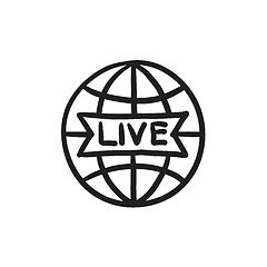 Image showing Globe with live sign sketch icon.