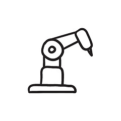 Image showing Industrial mechanical robot arm sketch icon.