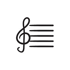 Image showing Treble clef sketch icon.