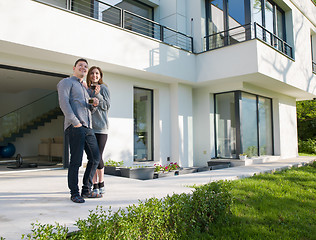 Image showing couple enjoying morning coffee