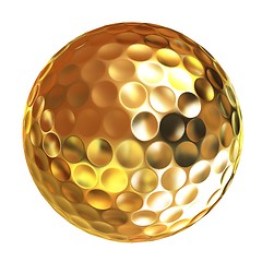 Image showing 3d rendering of a golfball in gold