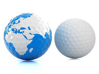 Image showing Conceptual 3d illustration. Golf ball world globe