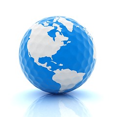 Image showing Conceptual 3d illustration. Golf ball world globe