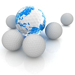 Image showing Conceptual 3d illustration. Golf ball world globe