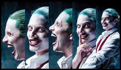 Image showing Bloody Halloween theme: crazy joker face