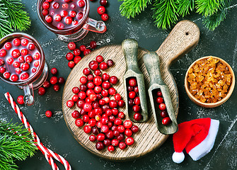 Image showing cranberry drink and berries