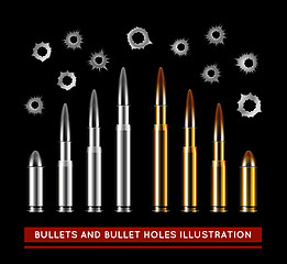 Image showing Bullets and bullet holes. Vector illustration