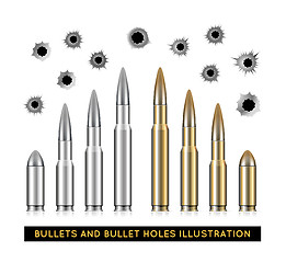 Image showing Bullets and bullet holes. Vector illustration