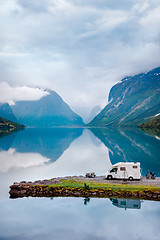 Image showing Family vacation travel RV, holiday trip in motorhome