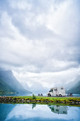 Image showing Family vacation travel RV, holiday trip in motorhome