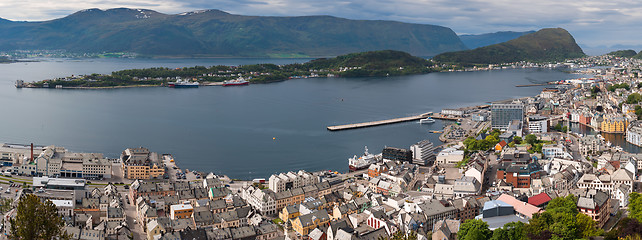 Image showing City of Alesund Norway Aerial footage