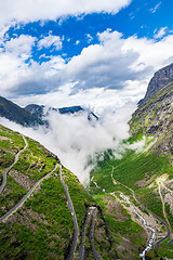 Image showing Troll\'s Path Trollstigen or Trollstigveien winding mountain road