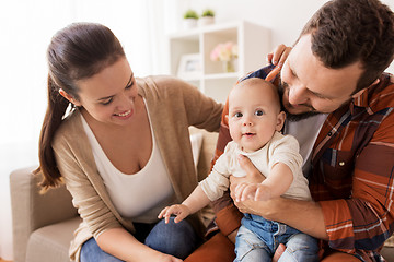 Image showing happy family with baby at home