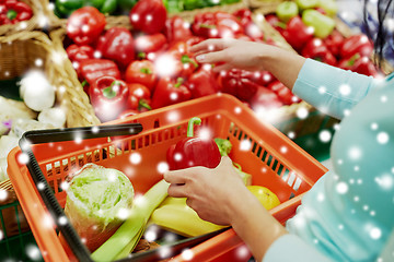 Image showing customer buying peppers at grocery store