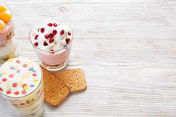 Image showing Homemade yogurt meal with fruits, selective focus